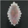 Image 3 : Vintage 14k Gold 10.28 ctw GIA Marquise Cabochon Opal & Diamond Halo Cocktail Ri