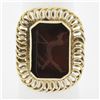 Image 1 : Vintage Handmade 14k Gold Rectangular Carved Intaglio Carnelian Cocktail Ring