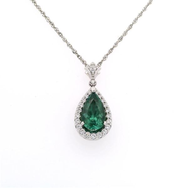 18K WG Designer Pendant & Chain Tourmaline
