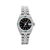 Image 2 : Rolex Ladies Quickset Stainless Steel Black Dial 18K Diamond And Emerald Bezel D