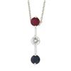 Image 2 : 18k White Gold 1.38 ctw Round Prong Ruby Diamond Sapphire Bar Pendant & 14k Chai
