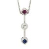 Image 6 : 18k White Gold 1.38 ctw Round Prong Ruby Diamond Sapphire Bar Pendant & 14k Chai
