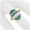 Image 3 : New 14k Yellow Gold 18.2x13mm Oval Cabochon Prong Set Green Agate Solitaire Ring
