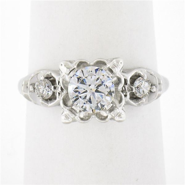 Vintage Everbrite 14k Gold 0.84 ctw Fiery Illusion Set Diamond Engagement Ring