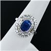 Image 3 : 2.98 ctw UNHEATED Blue BURMESE Sapphire and 1.37 ctw Diamond Platinum Ring (GIA