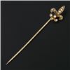 Image 2 : Antique Victorian 14K Rosy Yellow Gold Seed Pearl Fleur De Lis Stick Pin