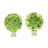 Image 1 : 14k Yellow Gold 2.86 ctw Round Green Peridot w/ Diamond Accent Stud Earrings