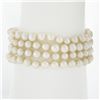 Image 2 : Cultured Pearl w/ 14k Gold Textured Buckle Style 4 Row Strand 5-6mm Bracelet