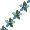 Image 2 : Vintage Silver Marquise Shape Natural Blue Turquoise Floral Link Chain Bracelet