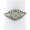 Image 1 : Antique Art Deco 18k Gold 0.26 ctw European Diamond Solitaire Etched Filigree Ri