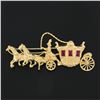 Image 2 : Vintage Italian 18K Yellow Gold Ruby Long Detailed Horse & Carriage Brooch Pin