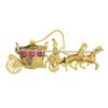 Image 3 : Vintage Italian 18K Yellow Gold Ruby Long Detailed Horse & Carriage Brooch Pin