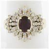 Image 1 : 14k Yellow Gold 2.52 ctw Oval Ruby w/ Round Brilliant Diamond Halo Cocktail Ring