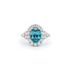 Image 1 : Fashion Blue Zircon & Diamond Halo Ring