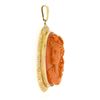 Image 3 : Vintage 14k Gold Bezel Oval Carved Coral Cameo w/ Hand Engraved Frame Pendant