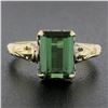 Image 8 : Vintage 10K Yellow Gold 2.64 ctw Emerald Cut Green Tourmaline Solitaire Band Rin