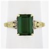 Image 9 : Vintage 10K Yellow Gold 2.64 ctw Emerald Cut Green Tourmaline Solitaire Band Rin