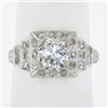 Image 2 : Antique Classic Art Deco Platinum 1.64 ctw GIA Old Diamond Pyramid Engagement Ri