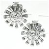 Image 1 : New Unique 18k White Gold 1.02 ctw Round & Baguette Snowflake Post Stud Earrings