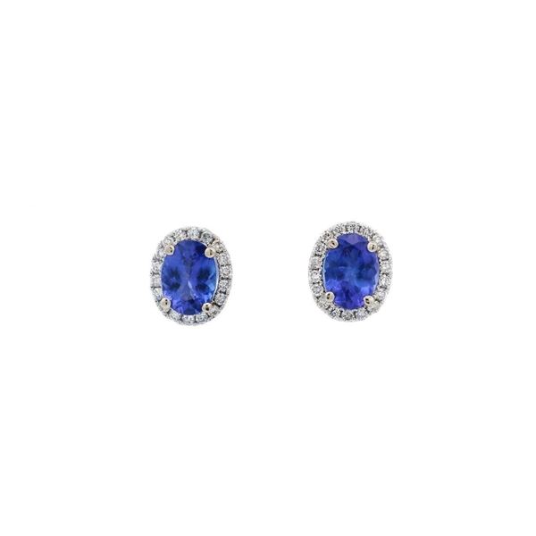 14kt WG Tanzanite & diamond Halo Stud Earrings