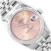 Image 1 : Rolex Ladies Stainless Steel Midsize 31MM Salmon Arabic Dial 18K Gold Fluted Bez