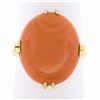 Image 1 : Vintage 18K Gold Cabochon Pinkish-Orange Natural Coral Open Work Solitaire Ring