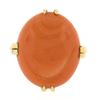 Image 4 : Vintage 18K Gold Cabochon Pinkish-Orange Natural Coral Open Work Solitaire Ring