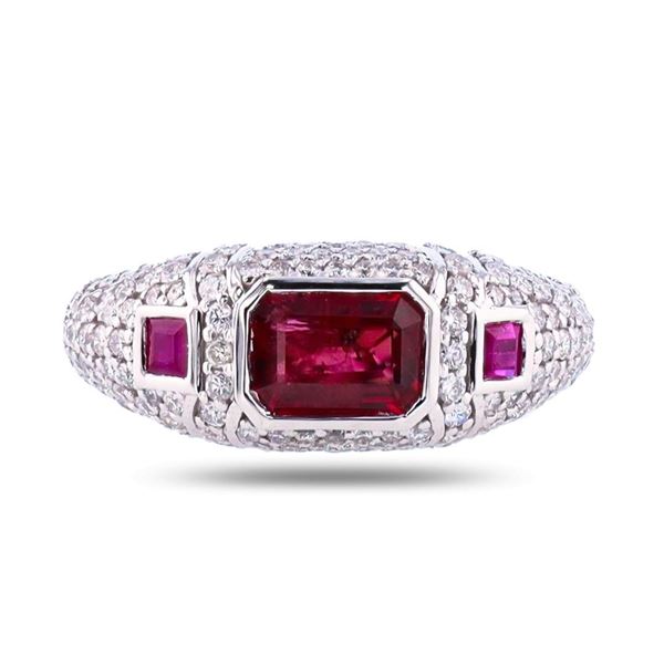 1.34 ctw Ruby and 0.85 ctw Diamond Platinum Ring