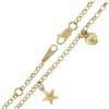 Image 4 : 14k Yellow Gold Puffed Stars & Hearts Adjustable Rolo Link Ankle Bracelet Anklet
