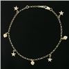 Image 5 : 14k Yellow Gold Puffed Stars & Hearts Adjustable Rolo Link Ankle Bracelet Anklet