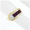 Image 3 : Maurice Tishman Retro 14K Gold & Platinum Diamond & Ruby Buckle Style Band Ring