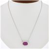 Image 1 : NEW 18K Gold 5.24 ctw GIA NO HEAT Pink Sapphire & Diamond Halo Pendant Necklace