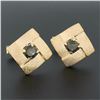 Image 4 : Vintage 14K Gold Brown Star Sapphire Infinity Square Florentine Finish Cufflinks