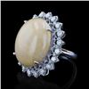 Image 2 : 22.17 ctw Opal and 1.16 ctw Diamond 14K White Gold Ring