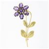 Image 1 : Vintage Allsopp Bliss 14k Two Tone Gold 10.55 ctw Amethyst Large Flower Brooch P