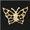 Image 2 : 14k Gold 0.09 ctw Diamond Polished Butterfly w/ Open Work Wings Brooch Pin Penda