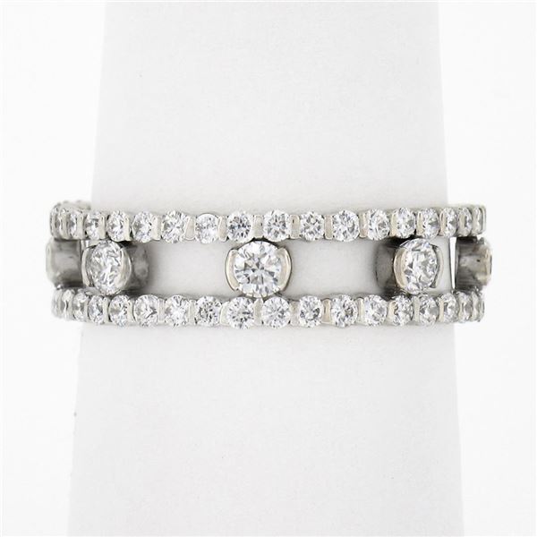 18k White Gold 1.44 ctw Round Brilliant Diamond Open Center Eternity Band Ring