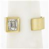 Image 2 : 14K Yellow Gold 0.91 ctw GIA Emerald Cut Diamond Brushed Wide Open Wrap Band Rin