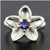 Image 2 : Tiffany & Co. Sterling Silver Cabochon Purple Iolite Flower Leaf Cocktail Ring