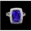 Image 2 : 14KT White Gold 5.95 ctw Tanzanite and Diamond Ring