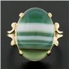 Image 2 : New 14k Yellow Gold 18.2x13mm Oval Cabochon Prong Set Green Agate Solitaire Ring