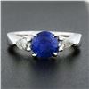 Image 3 : 14k White Gold 2.01 ctw GIA Ceylon Round Sapphire & Pear Diamond Accents Ring