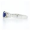 Image 6 : 14k White Gold 2.01 ctw GIA Ceylon Round Sapphire & Pear Diamond Accents Ring