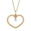 Image 2 : Classic 18K Gold .05 ctw Round Brilliant Diamond Prong Open Heart Pendant & Chai
