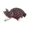 Image 5 : Estate 18k Gold Vivid Red Ruby & Diamond Hippo Hippopotamus Brooch Pin Pendan
