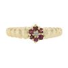 Image 4 : 14k Yellow Gold 0.14 ctw Diamond & Ruby Halo Petite Floral Ribbed Cluster Ring