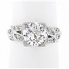 Image 2 : Vintage Platinum 1.67 ctw GIA European Diamond w/ Marquise Accents Engagement Ri
