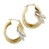 Image 4 : Solid 14K Two Tone Gold Polished Tubes Large 25.2mm Hallow Design Hoop Earrings