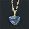 Image 3 : New 14K Gold GIA Zoned Blue & Yellow Heart Sapphire Solitaire Pendant Necklace