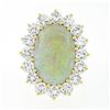 Image 4 : Vintage 14k Gold Oval Cabochon Opal w/ 4.0 ctw Round Diamond Halo Cocktail Ring